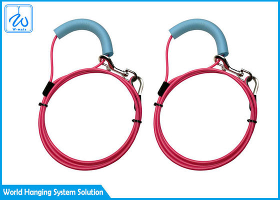 PVC bọc thú cưng Tie Out Cable mạnh mẽ xoắn ốc với Keychain / cầm tay mềm