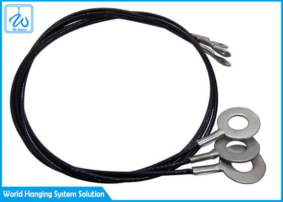 Black PVC Coated / Plastic Coated Stainless Steel Wire Rope By Double - End Eyes