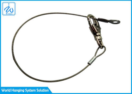 Steel 1.5mm Eye Loop Wire Rope Siling Wire Rope Lanyard With Carabiner