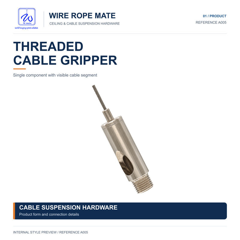 Brass Side Exit Suspension Cable Gripper M10 Thread 1.5mm Wire Rope for LED Pendant Light Ceiling Hanging